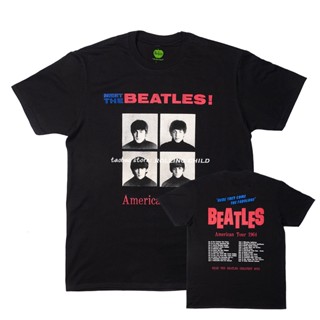 เสื้อยืดแขนสั้นของแท้ The Beatles The Beatles The Beatles The Beatles เสื้อทีเชิ้ตแขนสั้นแนวร็อควินเทจ B Official รุ่นปั