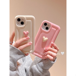 เคสโทรศัพท์มือถือ กันตก ป้องกัน ลายหัวใจ สามมิติ สีพื้น สําหรับ Apple iPhone 11 14promax 13 12 14pro 13pro 14