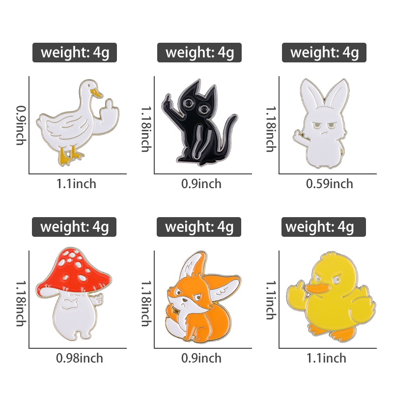 การ์ตูนสัตว์ เป็ด กระต่าย สุนัขจิ้งจอก เคลือบ Pins น่ารัก สัตว์ แมว เข็มกลัด เครื่องประดับ ของขวัญสําหรับเด็ก เพื่อนสนิท