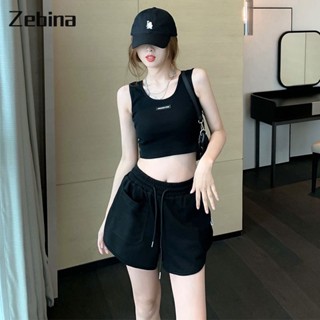 Zebina ใหม่ ชุดสูท กางเกงขาสั้น และเสื้อกั๊ก สไตล์เกาหลี สองชิ้น แฟชั่นลําลอง สําหรับผู้หญิง