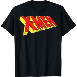 เสื้อยืดแขนสั้นMarvelเสื้อยืดแขนสั้น Marvel X-Men Original Red And Yellow Slanted  T-Shirt Marvel Sports T-shirt  AW2US-