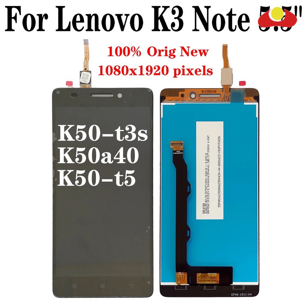 100% ใหม่สําหรับ Lenovo K3 หมายเหตุ 5.5" K50a40 K50-t5 K50-t3s จอแสดงผล LCD Touch Screen Digitizer