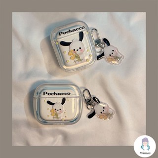 เคสหูฟังบลูทูธไร้สาย แบบใส ลายสุนัข Pochacco น่ารัก พร้อมสายคล้อง สําหรับ Airpods 1 2 3pro