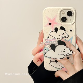 Huiwanju เคสโทรศัพท์มือถือ ซิลิโคนนิ่ม กันกระแทก ลายลูกสุนัขน่ารัก พร้อมขาตั้ง สําหรับ iPhone 14pro max 13 12 11 13pro 12pro