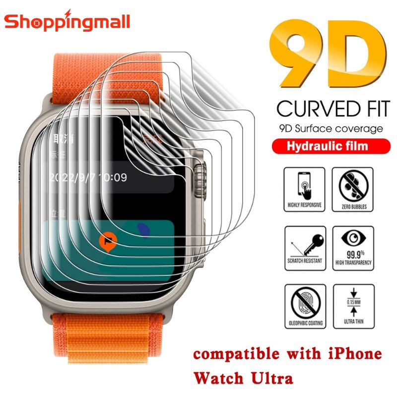 [Sunshine] ฟิล์มไฮโดรเจลใส HD 9D ป้องกันรอยขีดข่วน เต็มจอ อุปกรณ์เสริม สําหรับ Apple Watch Ultra Martwatch