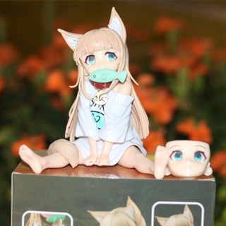 โมเดลฟิกเกอร์ pvc รูปการ์ตูนอนิเมะ My Cat Is A Kawaii Girl Hobby Sakura Soybean Flour Sit And Eat Fish ขนาด 12 ซม. ของเล่นสะสม สําหรับเด็ก