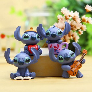 ฟิกเกอร์ อนิเมะ Stitch ขนาดเล็ก 4 ชิ้น/เซต สําหรับตกแต่งบ้าน ปาร์ตี้คริสต์มาส