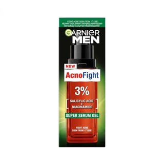 Garnier Men การ์นิเย่ เมน แอคโนไฟท์ ซูเปอร์ เซรั่ม เจล 30 มล. เซรั่มบำรุงผิวหน้า สิว ผู้ชาย