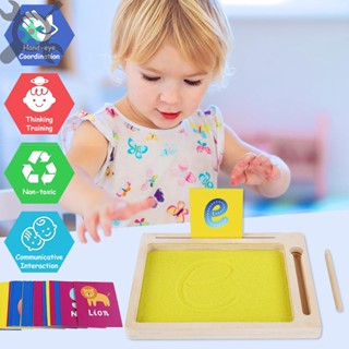 Montessori กล่องไม้ขูดทราย รูปตัวอักษร และตัวเลข ของเล่นสําหรับเด็ก SHOPCYC4474