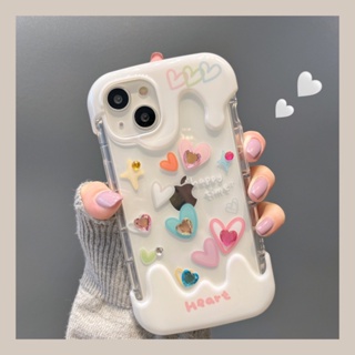 เคสโทรศัพท์มือถือ กันตก ป้องกัน ลายกราฟฟิตี้ หัวใจ สีครีม สําหรับ Apple Iphone 14promax 13 11 14pro 13pro 14