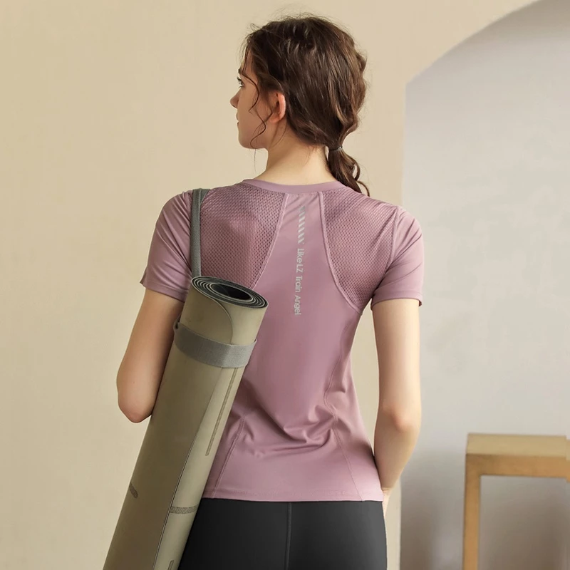 เสื้อยืดแขนสั้น เหมาะกับใส่ออกกําลังกาย เล่นโยคะ วิ่ง สําหรับผู้หญิง thumbnail 5