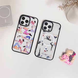 【Pet Yoga Girl】CASETIFY เคสป้องกันโทรศัพท์มือถืออะคริลิค ลายตัวอักษร แกะสลัก สําหรับ iPhone 14 Pro MAX 11 12 13 Pro MAX 14 Plus