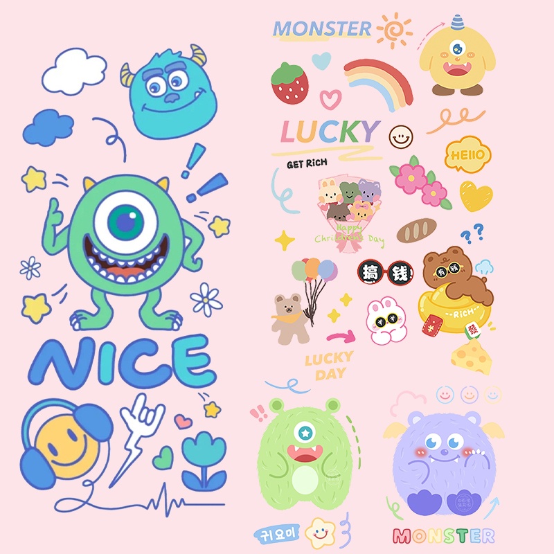 แผ่นแพทช์สติกเกอร์ ลายการ์ตูนมอนสเตอร์ตัวน้อย สําหรับตกแต่งเสื้อผ้า DIY