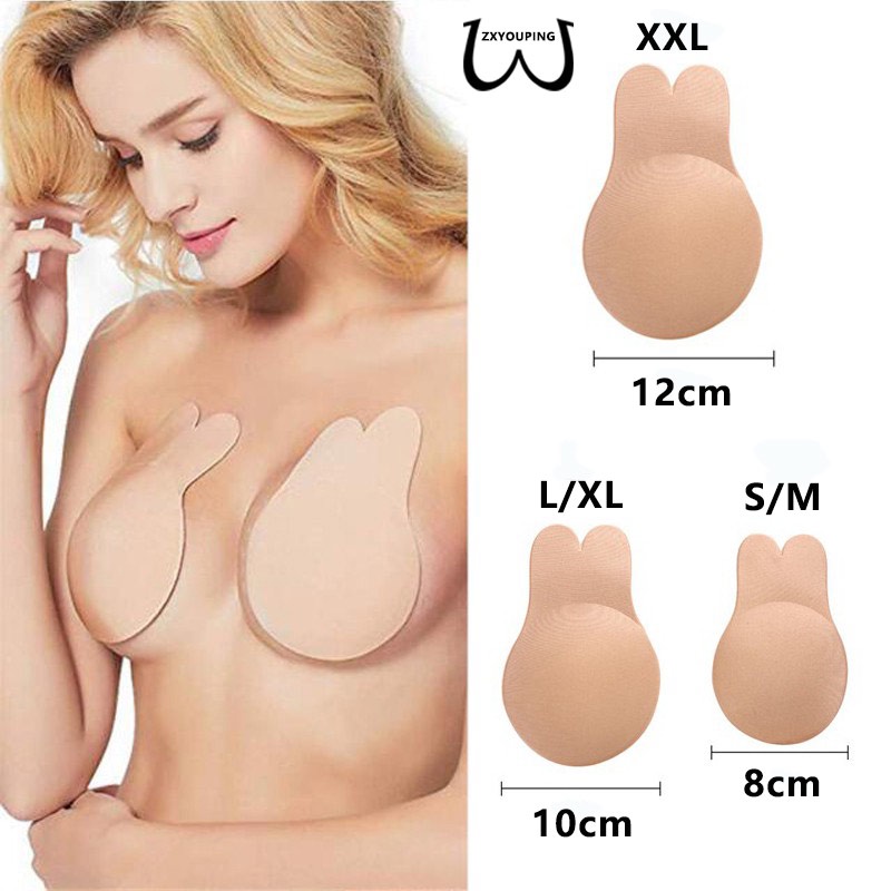 Zxyouping PLUS SIZE-S-XXL บรากาว Raises Seio Invisible Rabbit Ear Push UP, บรากาวแบบใช้ซ้ําได้ - ยกกระชับที่มองไม่เห็น! , เทปหัวนม/ฝาครอบหัวนม, บราที่ไม่มีสายหนัง