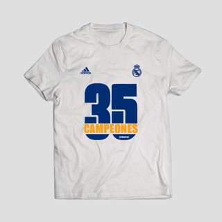 【hot sale】เสื้อยืดสีขาว MADRID CAMPEONES LA LIGA 35 CHAMPIONS 2022