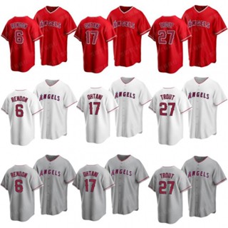 พร้อมส่ง เสื้อกีฬาเบสบอล Mlb Angels 17 Ohtani 6 Rendon 27