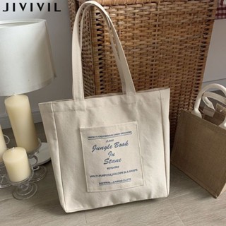 JIVIVIL·กระเป๋า Tote ขนาดใหญ่ความจุภาษาเกาหลีกระเป๋าผ้าใบ ins