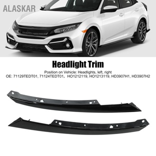 ALASKAR 1 คู่ไฟหน้า Trim 71129TEDT01 สำหรับ Civic LX SE Sport Hatchback 2017 ถึง 2021 สีดำเงา