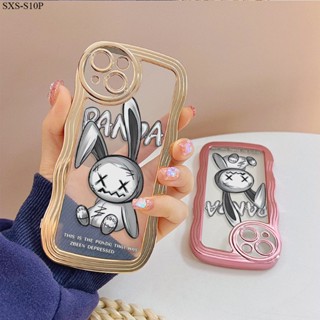 Compatible With Samsung Galaxy S22 S21 S20 S10 FE Ultra 5G เคสออปโป้ สำหรับ Case Frustrated Rabbit เคส เคสโทรศัพท์ เคสมือถือ Full Cover Soft Phone Cases Casing