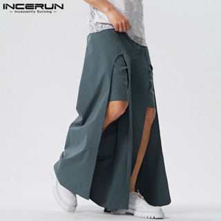 Incerun กางเกงขาสั้น แต่งระบาย แยกชั้น