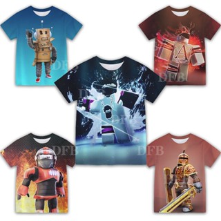 Roblox เสื้อยืดคอกลม แขนสั้น พิมพ์ลายอนิเมะ 3D ระบายอากาศ แฟชั่นฤดูร้อน สําหรับเด็กผู้ชาย ปาร์ตี้วันเกิด