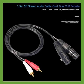 สายเคเบิลเสียงสเตอริโอ ปลั๊กตัวผู้ RCA คู่ เป็น XLR ตัวเมีย 1.5 ม. 5 ฟุต