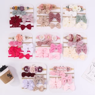 5 ชิ้น / เซต สีพื้น โบ ที่คาดผม เด็กผู้หญิง น่ารัก ทารกแรกเกิด บูติก ที่คาดผม แฮนด์เมด อุปกรณ์เสริมผม