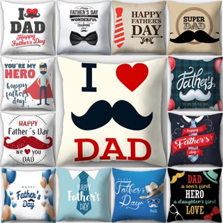  ปลอกหมอน ผ้าโพลีเอสเตอร์ ทรงสี่เหลี่ยม ลาย Happy Fathers Day สําหรับตกแต่งบ้าน และรถยนต์