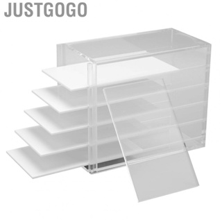 Justgogo Fake Eyelash Box  Acrylic Space Saving Thick Transparent Sliding Door Eyelash Storage Case  for Home