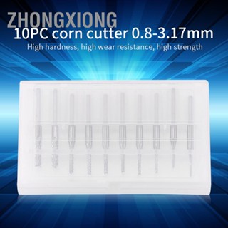 Zhongxiong ชุดเครื่องมือดอกสว่านแกะสลัก 0.8 มม.-3.17 มม. 10 ชิ้นสําหรับ Pcb Cnc 1/8 Shank