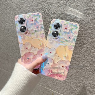 เคสโทรศัพท์มือถือแบบนิ่ม กันกระแทก ลายดอกไม้ ประดับพลอยเทียม สไตล์เรโทร สําหรับ OPPO A98 5G 2023 เคส Phone Case