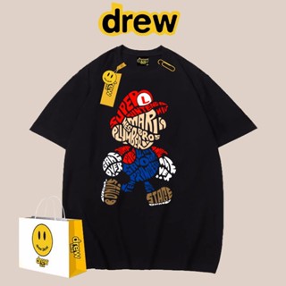 เสื้อยืดแขนสั้น ผ้าฝ้าย ทรงหลวม ลาย Super Mario แฟชั่นฤดูร้อน สไตล์ยุโรป และอเมริกา สําหรับผู้ชาย และผู้หญิง