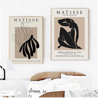 ภาพจิตรกรรมบนผ้าใบ พิมพ์ลาย Henri Matisse Abstract สไตล์วินเทจ สีเบจ สําหรับตกแต่งผนังบ้าน