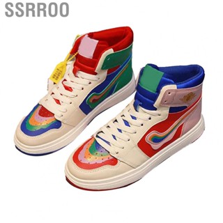 Ssrroo Women Casual Shoes  Rubber Sole Women Sports Shoes PU Leather Upper High Top  for Home