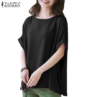 Zanzea เสื้อเบลาส์ลําลอง คอกลม แขนพัฟ สีพื้น สไตล์เกาหลี สําหรับผู้หญิง