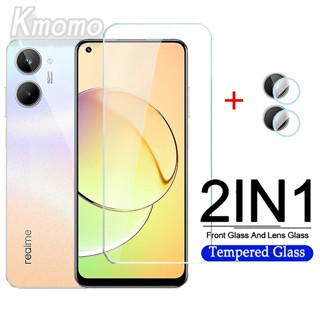 2 in 1 ฟิล์มกระจกนิรภัยกันรอยหน้าจอ แบบใส สําหรับ Realme 10 Pro 5G 9 Pro Plus 9i 8 5G 8i 7 7i 6 6s 6i 5i 5s 5 Pro