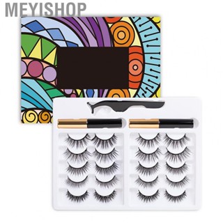 Meyishop Magnetic Lashes with Eyeliner  Chemical Fiber Attractive Decorative Magnetic Lashes Set 3D Natural  for Dating