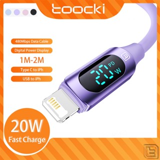 Toocki สายชาร์จเร็ว 3A 20W Type C เป็น 10S 2.4A USB เป็น 10S พร้อมจอแสดงผลดิจิทัล LED สําหรับ iPh 11 121 13 14 por