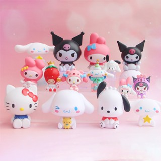 โมเดลฟิกเกอร์ Pvc อนิเมะ Sanrio Kuromi Cinnamoroll Pochacco ของเล่นสําหรับเด็ก