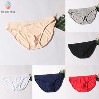 【TRSBX】Newest Mens Half Sheer Briefs Bikini Breathable Ice Silk(Nylon) Solid Color