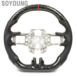 Soyoung Carbon Fiber Steering Wheel  Perforated Leather Flat Bottom Racing Steering Wheel  for Mustang V6 EcoBoost GT