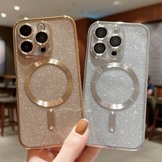 เคสโทรศัพท์มือถือ แบบนิ่ม ชุบไฟฟ้า ประดับกลิตเตอร์ หรูหรา สําหรับ iPhone 14 Pro Max 14 Plus 13 12 11 Pro