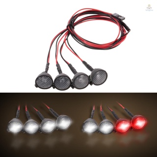 (fygath)ไฟ Led ทรงกลม อเนกประสงค์ พร้อมโป๊ะ สําหรับรถไต่หินบังคับ 1/10 HSP REDCAT Axial SCX10 Traxxas TRX-4 4 ชิ้น