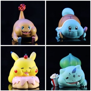 โมเดลตุ๊กตาฟิกเกอร์ อนิเมะ Pokemon Fat House Series Fat Boy Pikachu Little Fire Dragon Seed Jenny Turtle ของเล่นสําหรับเด็ก