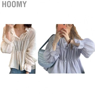 Hoomy Long Sleeve Shirt  Soft Ruffle Shirt Simple Stylish  for Dating Party for Women