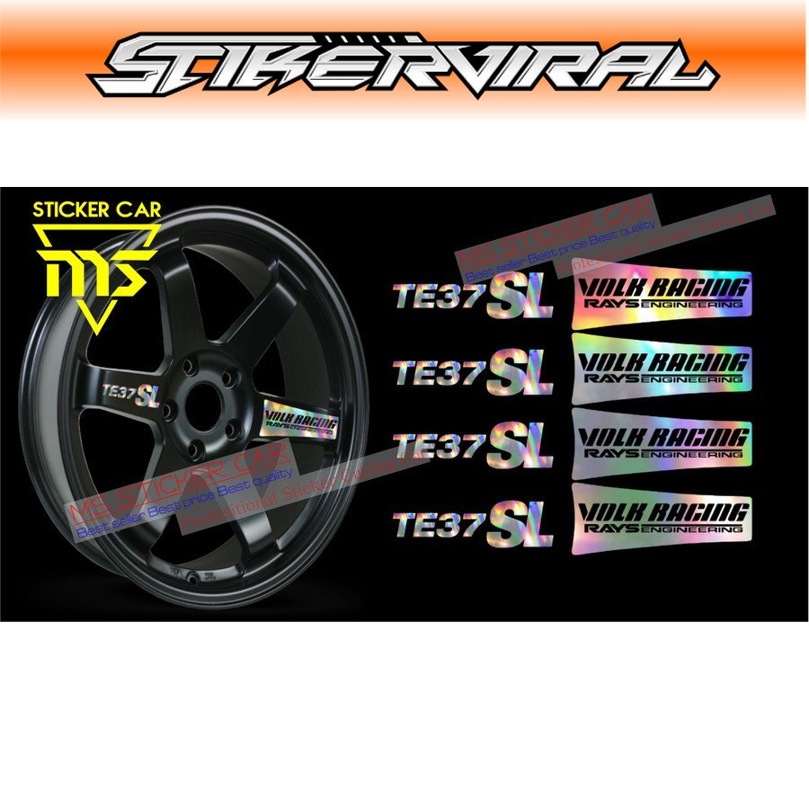 TE37 SL JDM สติ๊กเกอร์ Rays Volk Racing Wheels Decals 17-20 นิ้ว ขอบ - เลเซอร์โครเมียม