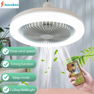E27 Ceiling Fan With Lights Led Fan Light Ceiling Light With Fan Electric Fan With Remote Control ICECUBES