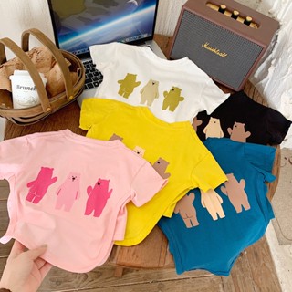 ❀Qinzi เสือดาว❀พร้อมส่ง เสื้อยืดแขนสั้น สีพื้น สไตล์เกาหลี แฟชั่นฤดูร้อน สําหรับเด็กผู้ชาย และเด็กผู้หญิง 2022