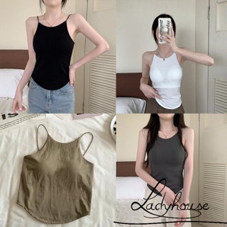 Ldd- ผู้หญิง ฤดูร้อน Cami เสื้อสายสปาเก็ตตี้ ตักคอ ยกทรง เสื้อชั้นในในตัว เสื้อกล้าม