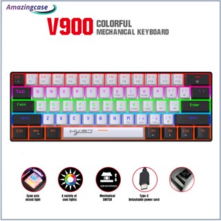 Amaz V900bw คีย์บอร์ดเล่นเกม แบบใช้สาย Type-c อินเตอร์เฟส 61 คีย์